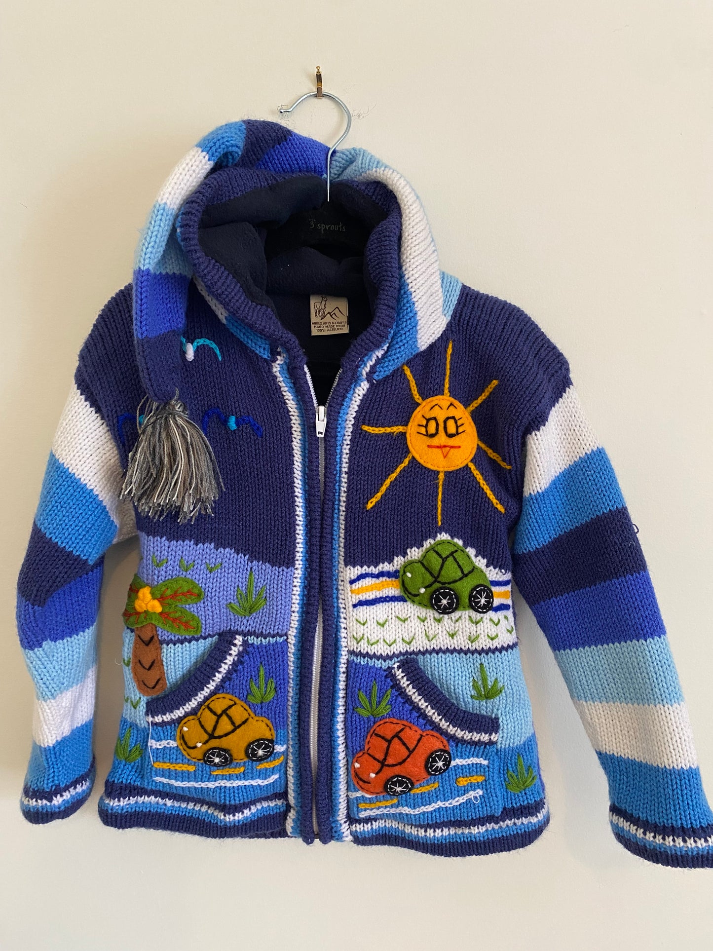 Handmade Knit Fleece Lined Sweater - 1-3yr