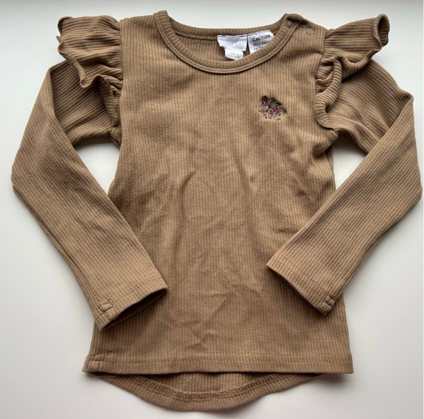 Jamie Kay Putty Fine Ribbed Frill Top 6-12m