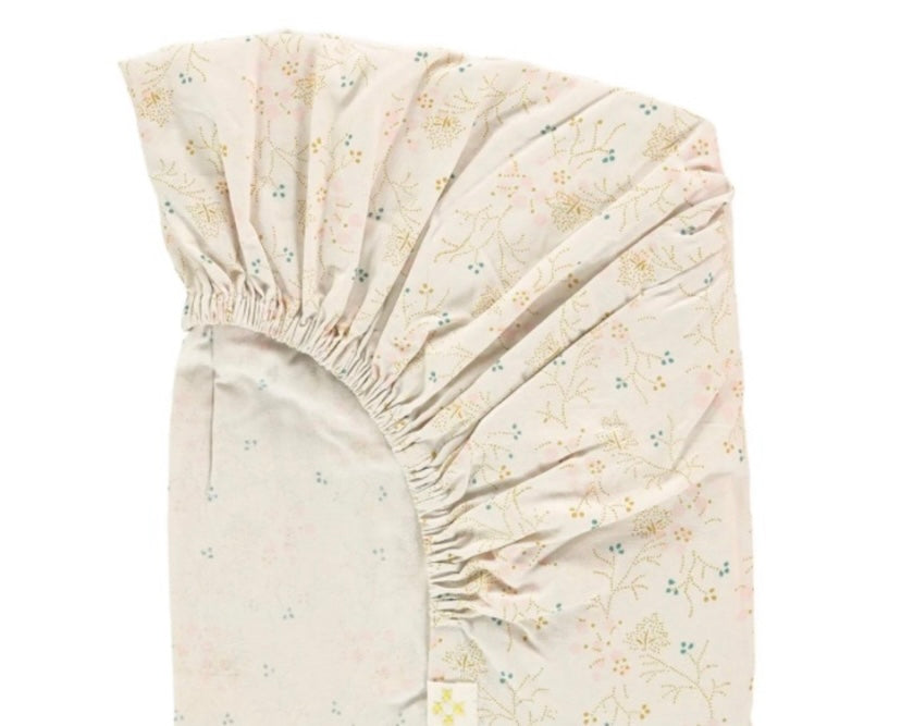Fitted Crib Sheet - Minako Golden Floral by Camomile London - 100% cotton