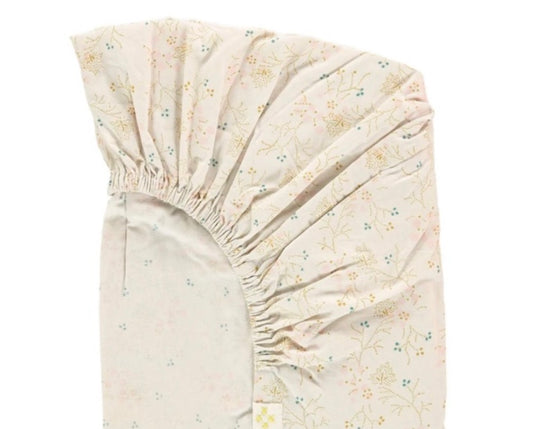 Fitted Crib Sheet - Minako Golden Floral by Camomile London - 100% cotton
